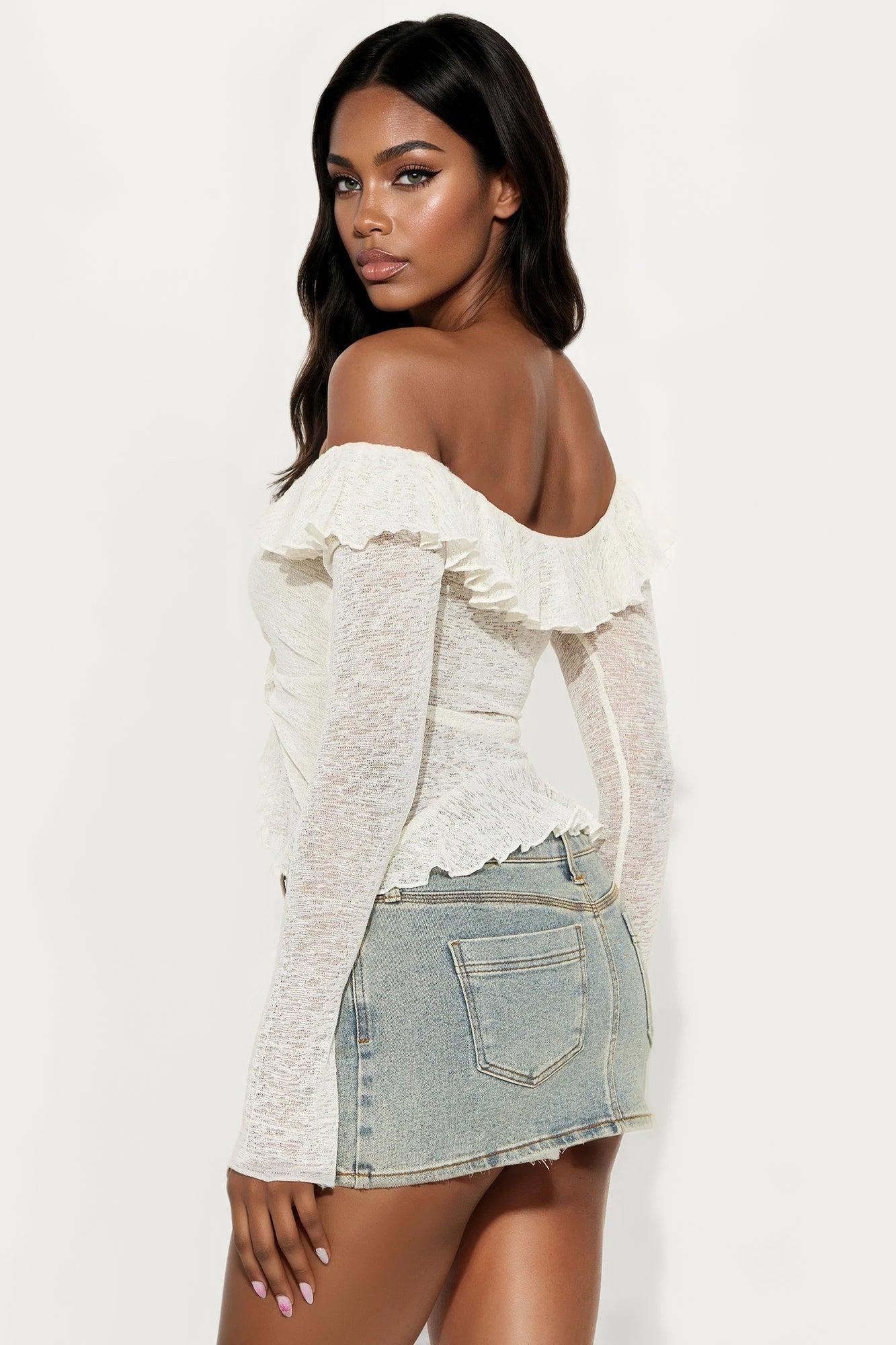 Lady Like Off Shoulder Top - Off White Female Product Image