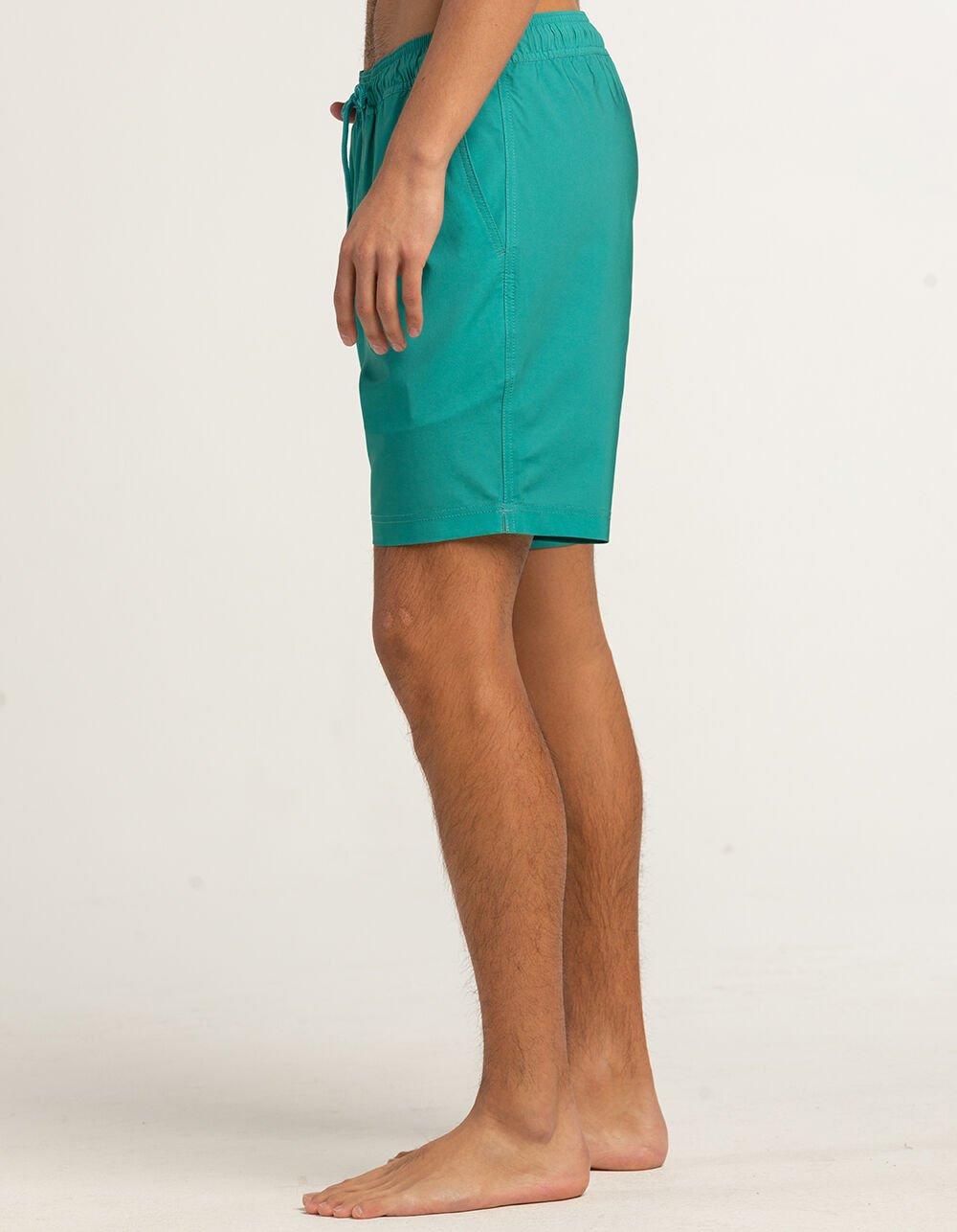 BLUE CROWN Beachy Hibiscus Color Changing Mens 7" Swim Shorts - TEAL GREEN Product Image