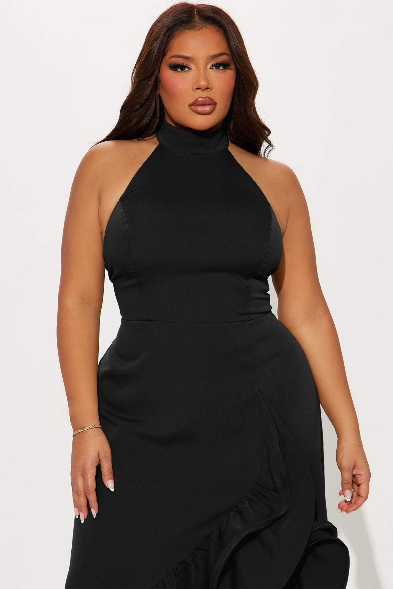 Olivia Ruffle Maxi Dress - Black Female Product Image