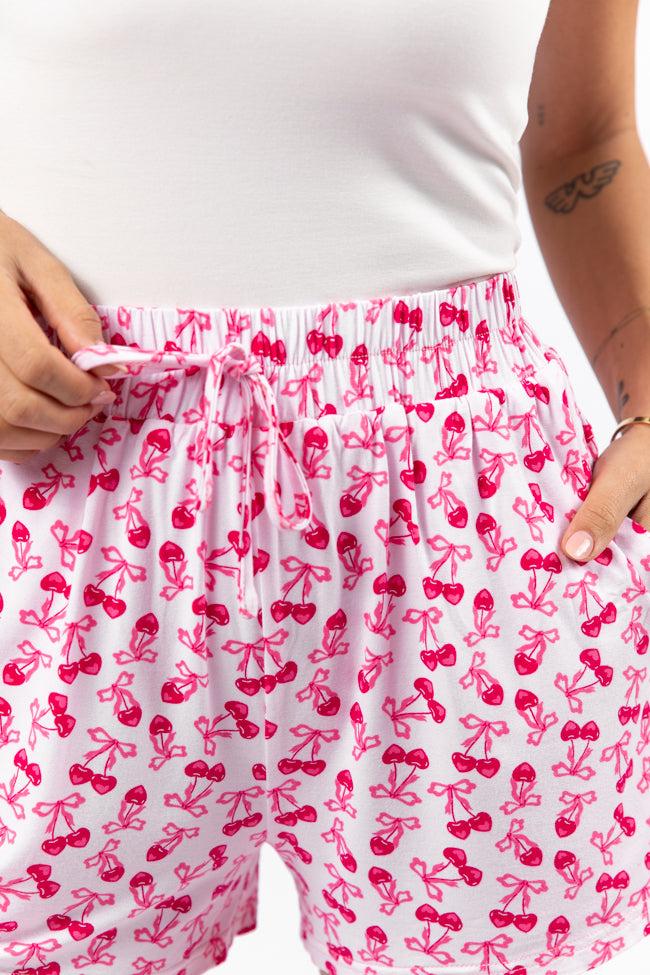Over the Moon Cherry Hearts Pajama Shorts FINAL SALE Product Image