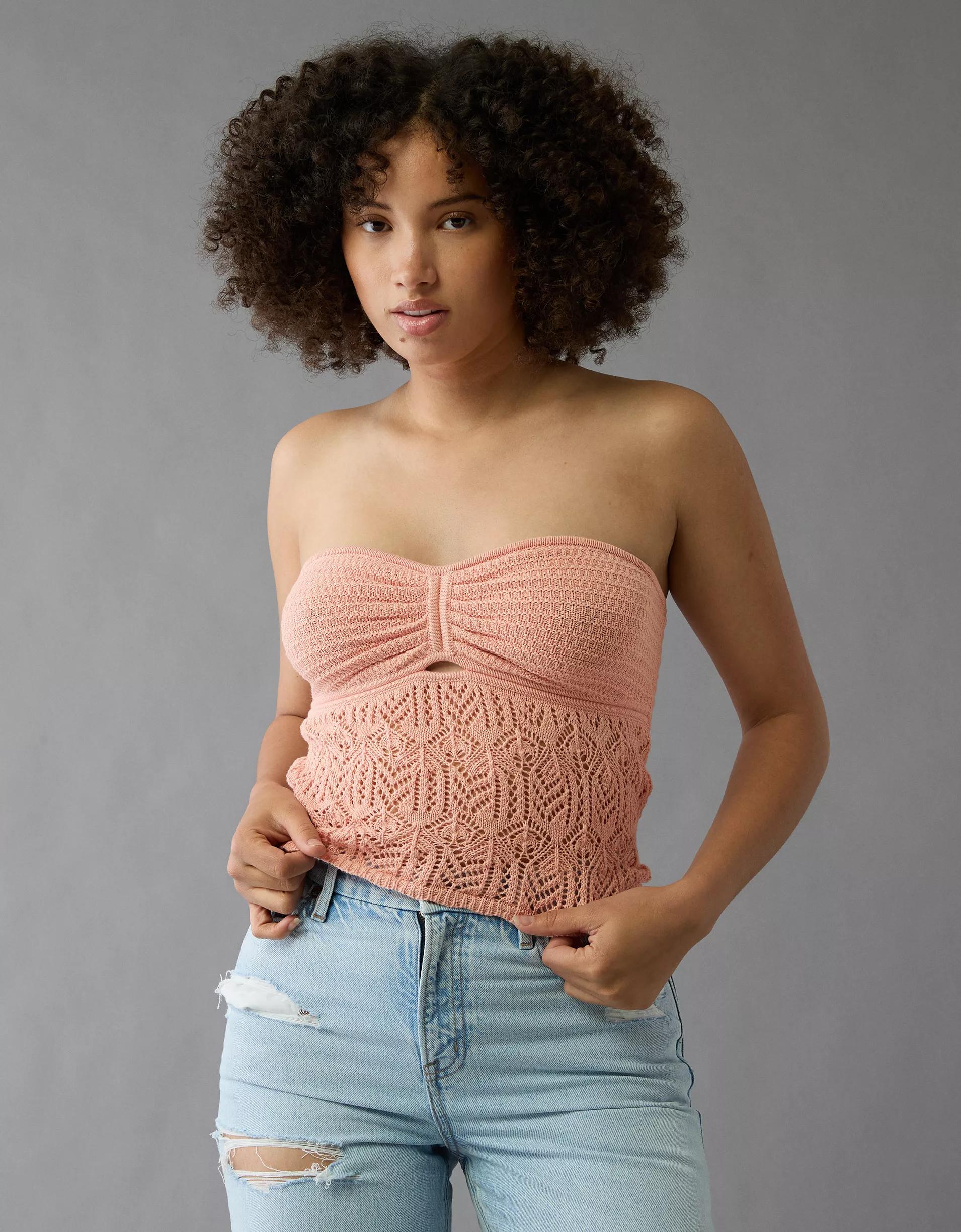 AE Cropped Crochet Tube Top Product Image
