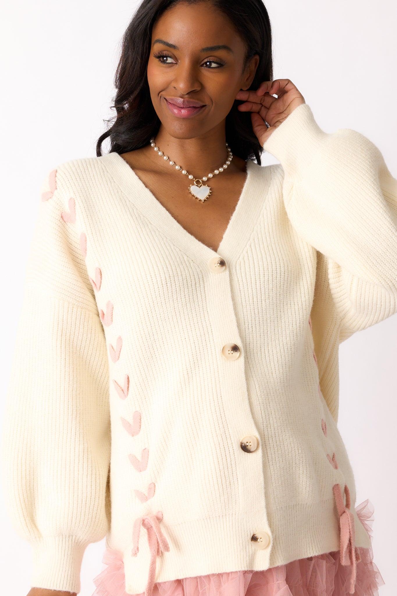Stitched With Love Ivory Knit Cardigan Product Image