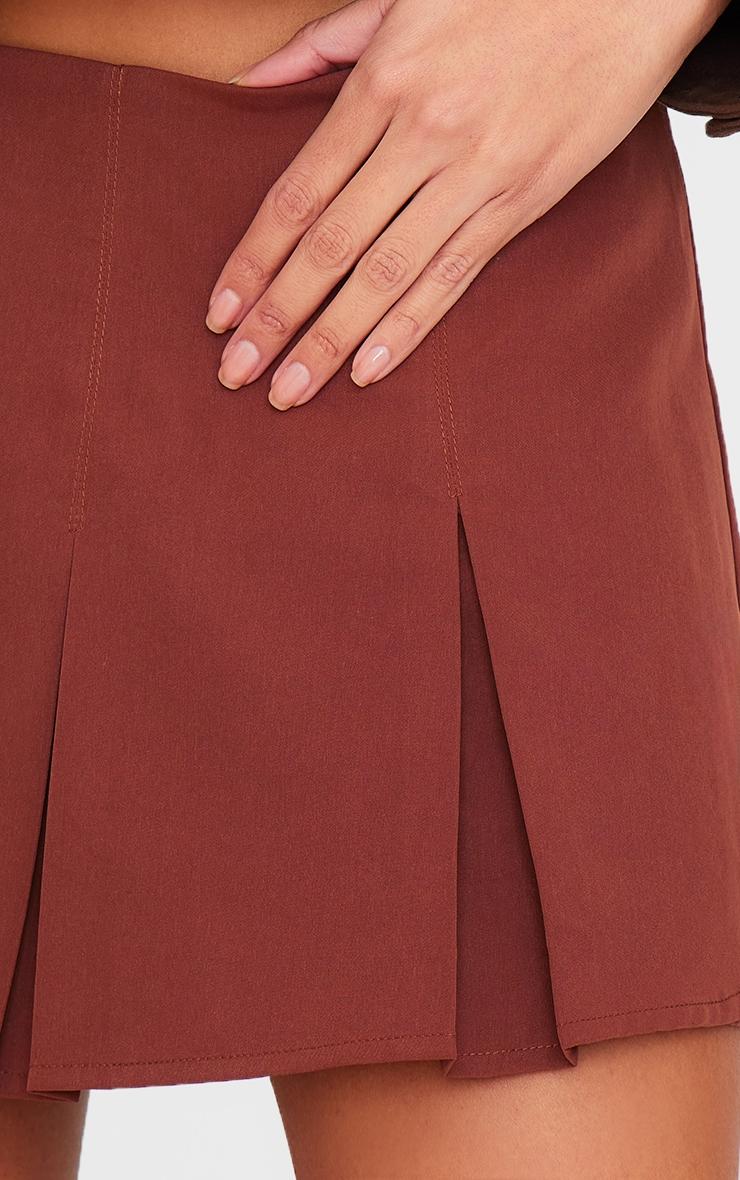 Chocolate Tailored Woven Box Pleat Skater Skort Product Image