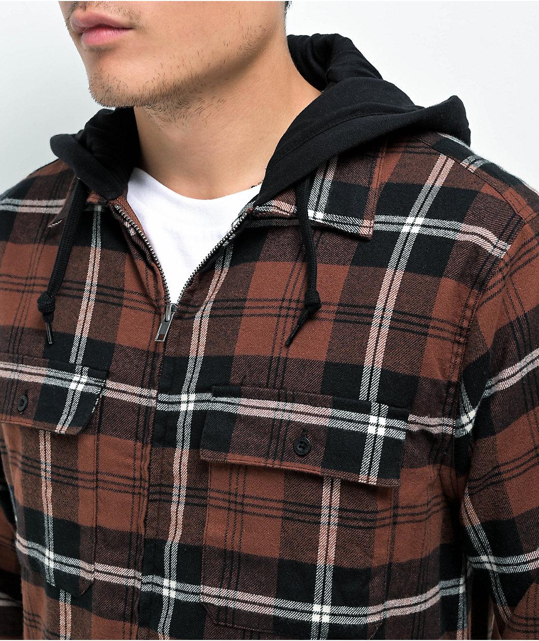 Empyre Chancer Brown Hooded Flannel Shirt  Product Image
