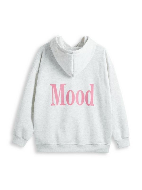 Contrast Color Letter Embroidered Oversized Hoodie Product Image