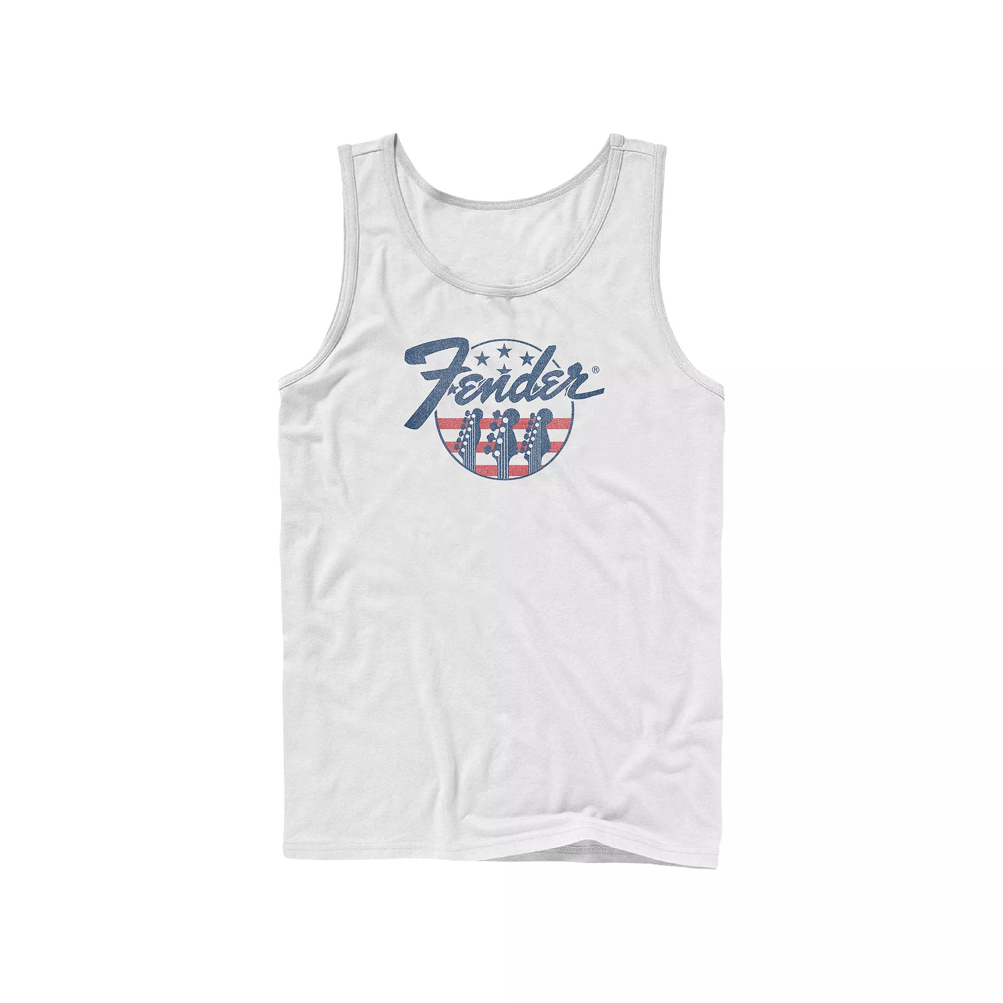 Men's Fender USA Flag Badge Graphic Tank Top, Size: Large, White Product Image