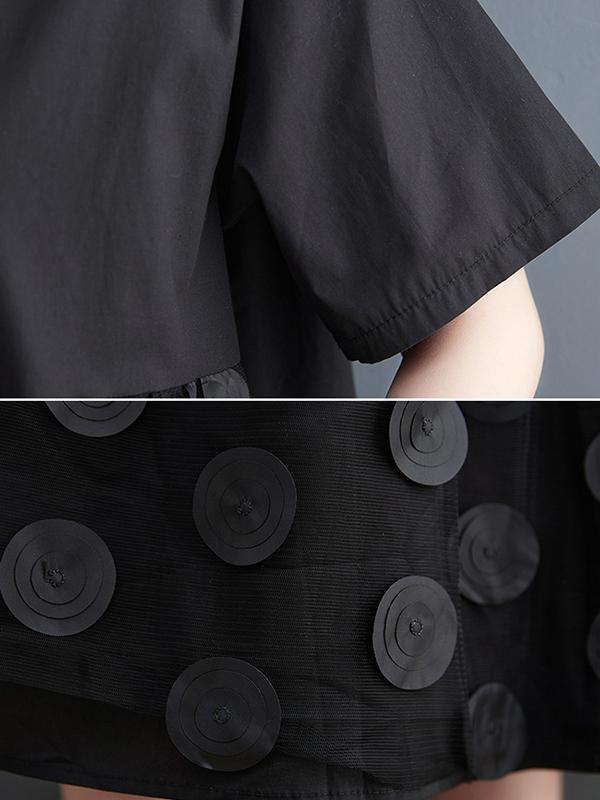 Original Casual Loose Polka-Dot Split-Joint Midi Shirt Dress Product Image