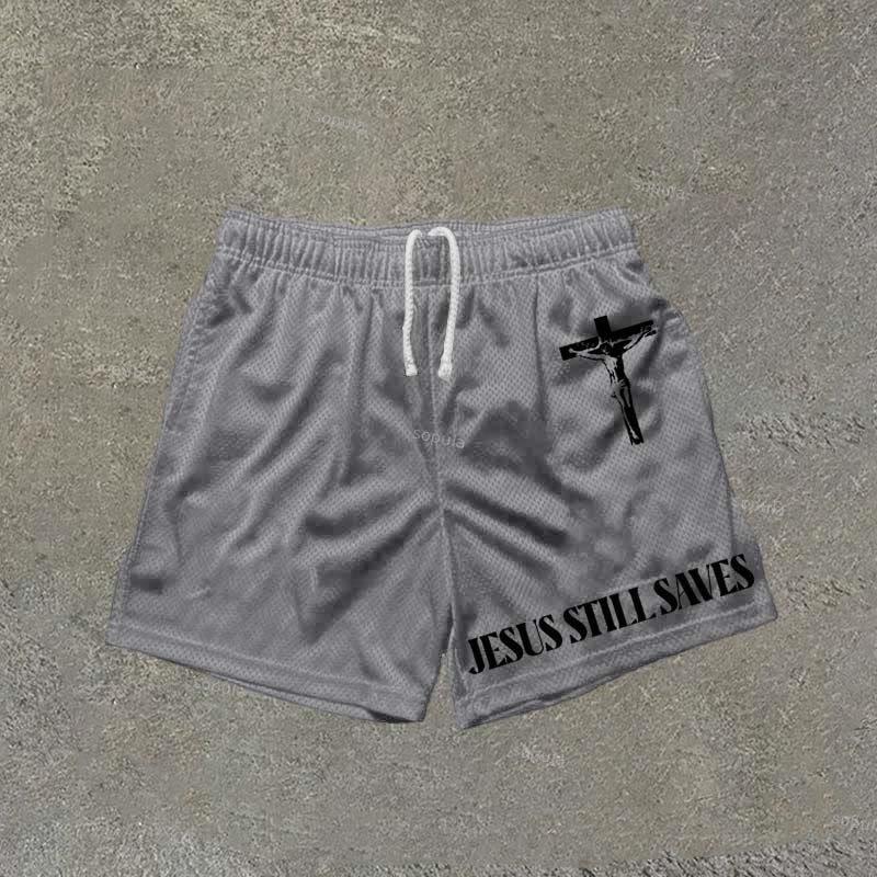 Sopula Jesus Still Saves Print Mesh Shorts Product Image