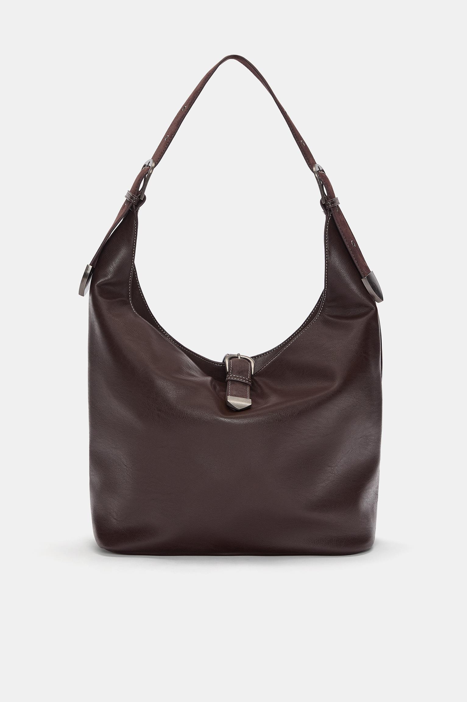 Faux leather shopper bag with buckle Product Image