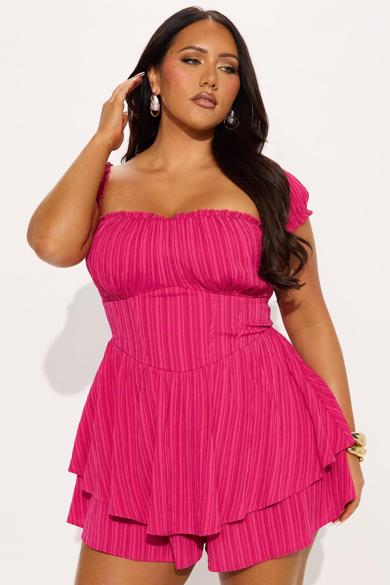 Selina Ruffle Romper - Raspberry Product Image