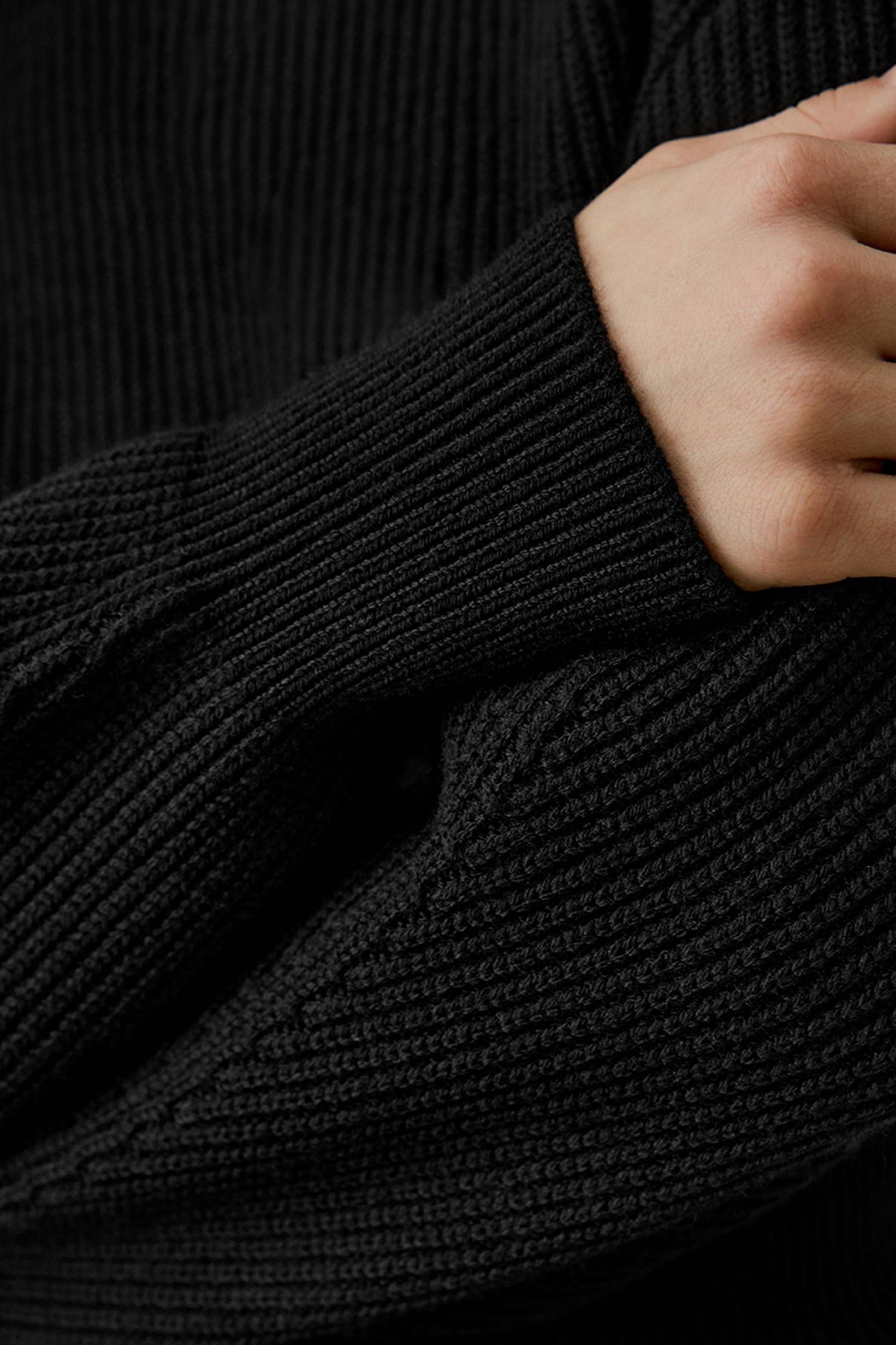Round Neck Drop-Shoulder Merino Wool Sweater Product Image