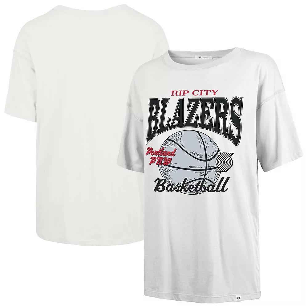 Women's '47 White Portland Trail Blazers City Edition Down Court Sadie T-Shirt,  Product Image