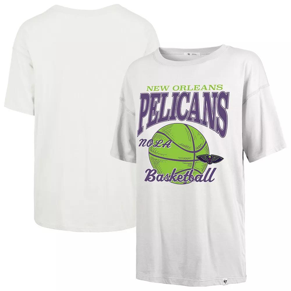 Women's '47  White New Orleans Pelicans City Edition Down Court Sadie T-Shirt, Size: Small Product Image