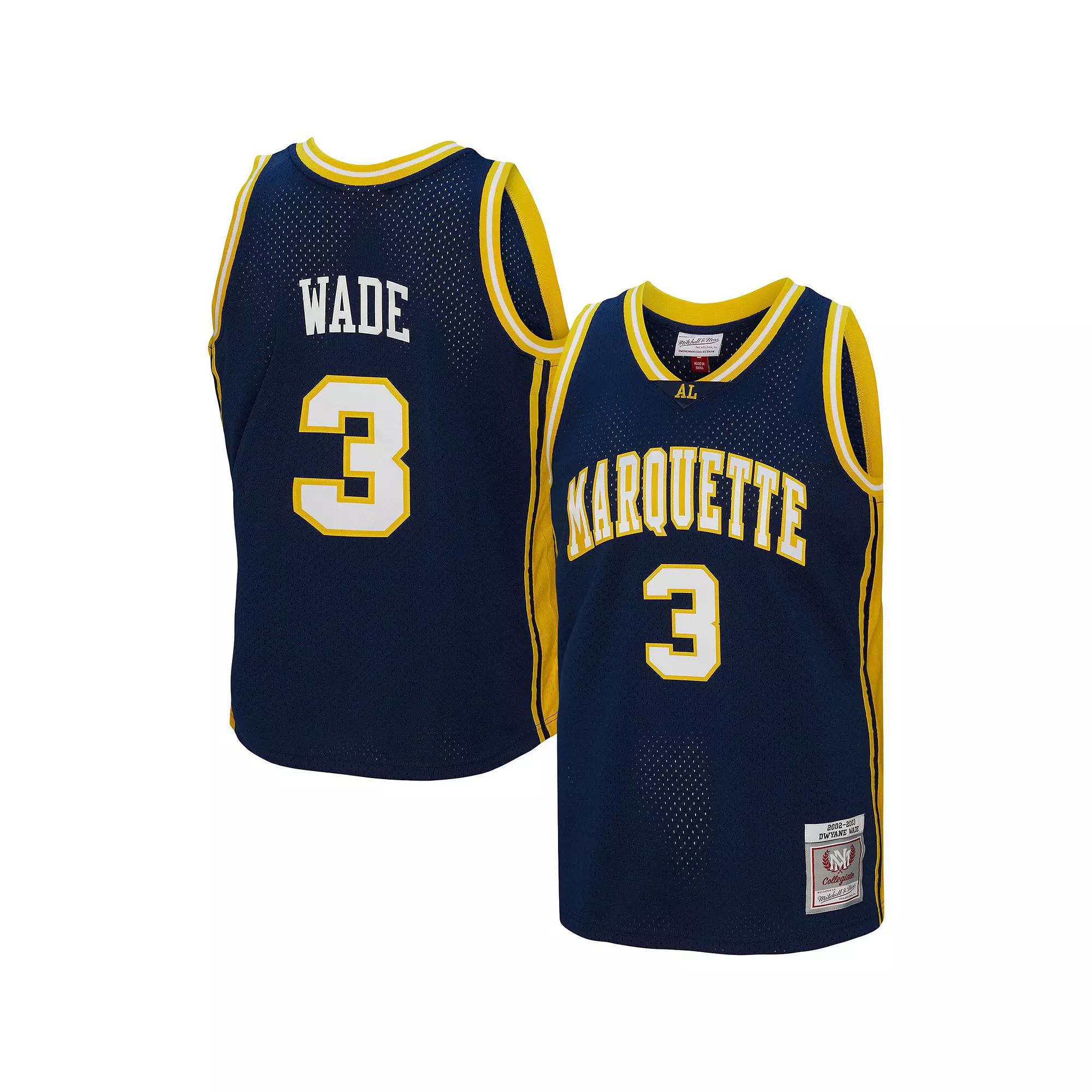 Men's Mitchell & Ness Dwyane Wade Navy Marquette Golden Eagles 2002/03 Player Swingman Jersey,  Product Image