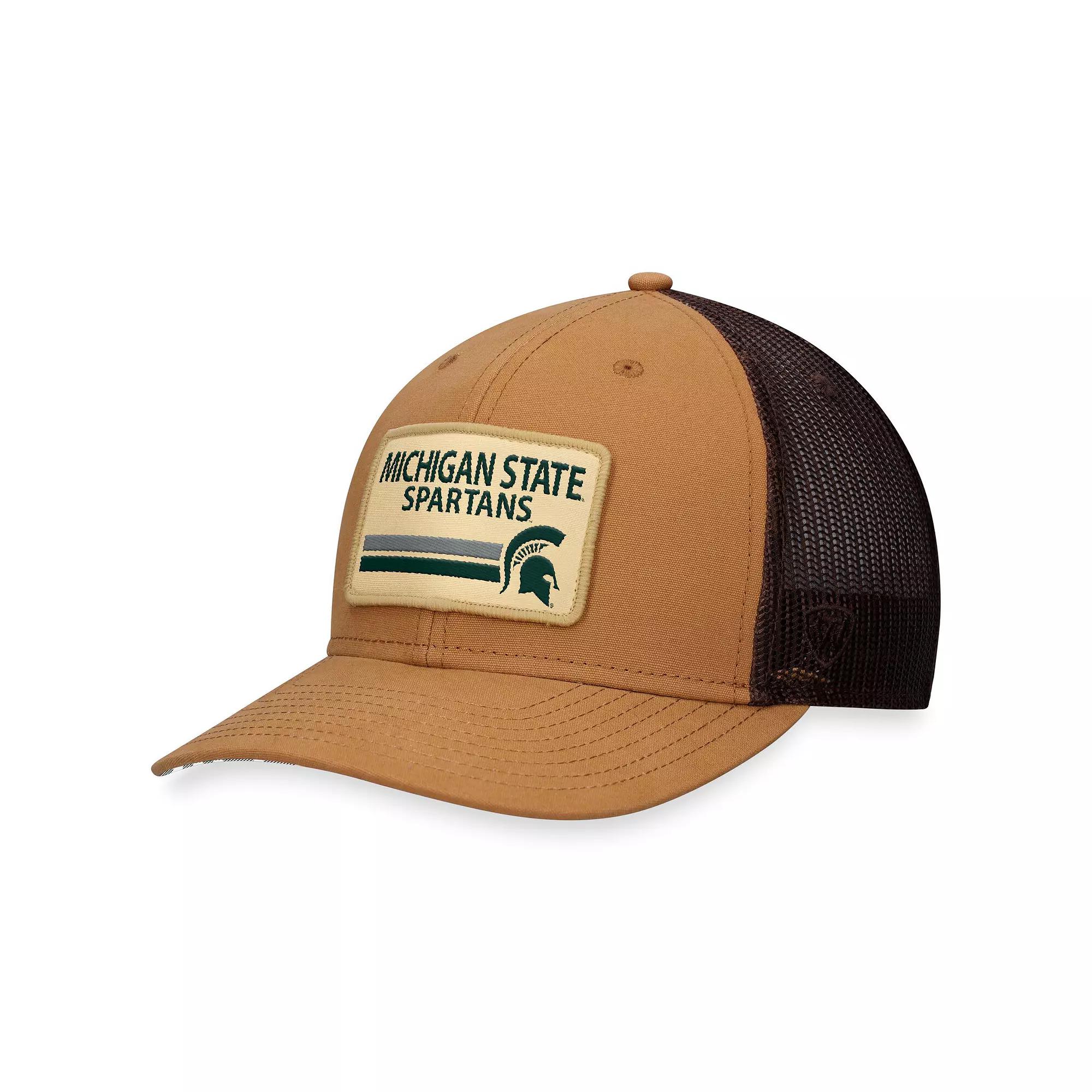 Men's Top of the World Khaki Michigan State Spartans Strive Trucker Adjustable Hat, Beig K Product Image