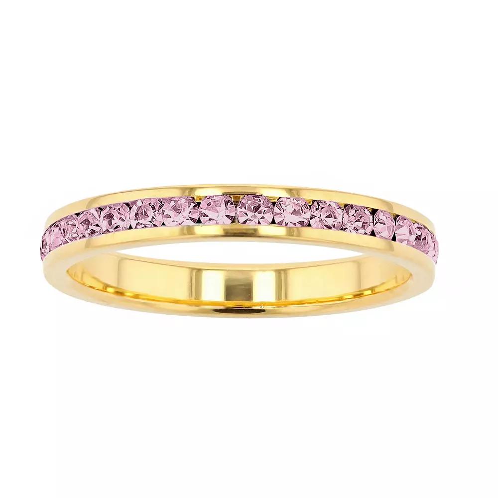 Traditions Jewelry Company 18k Gold Over Silver Birthstone Crystal Eternity Ring, Womens 18k Gold Plated Feb Product Image