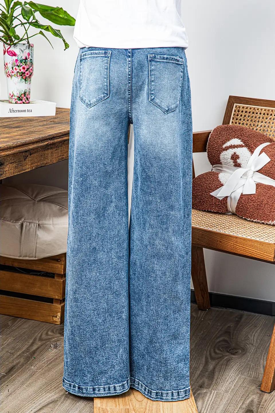 Central Seamed Wide Leg High Waist Jeans Product Image