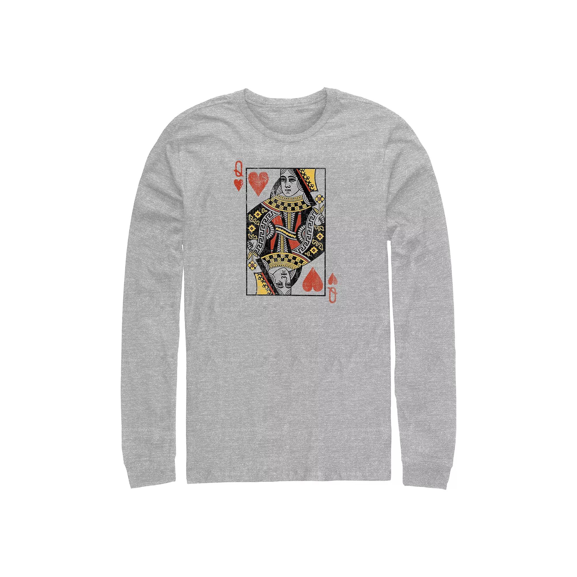 Big & Tall Queen Of Hearts Card Long Sleeve Graphic Tee, Men's,  Product Image