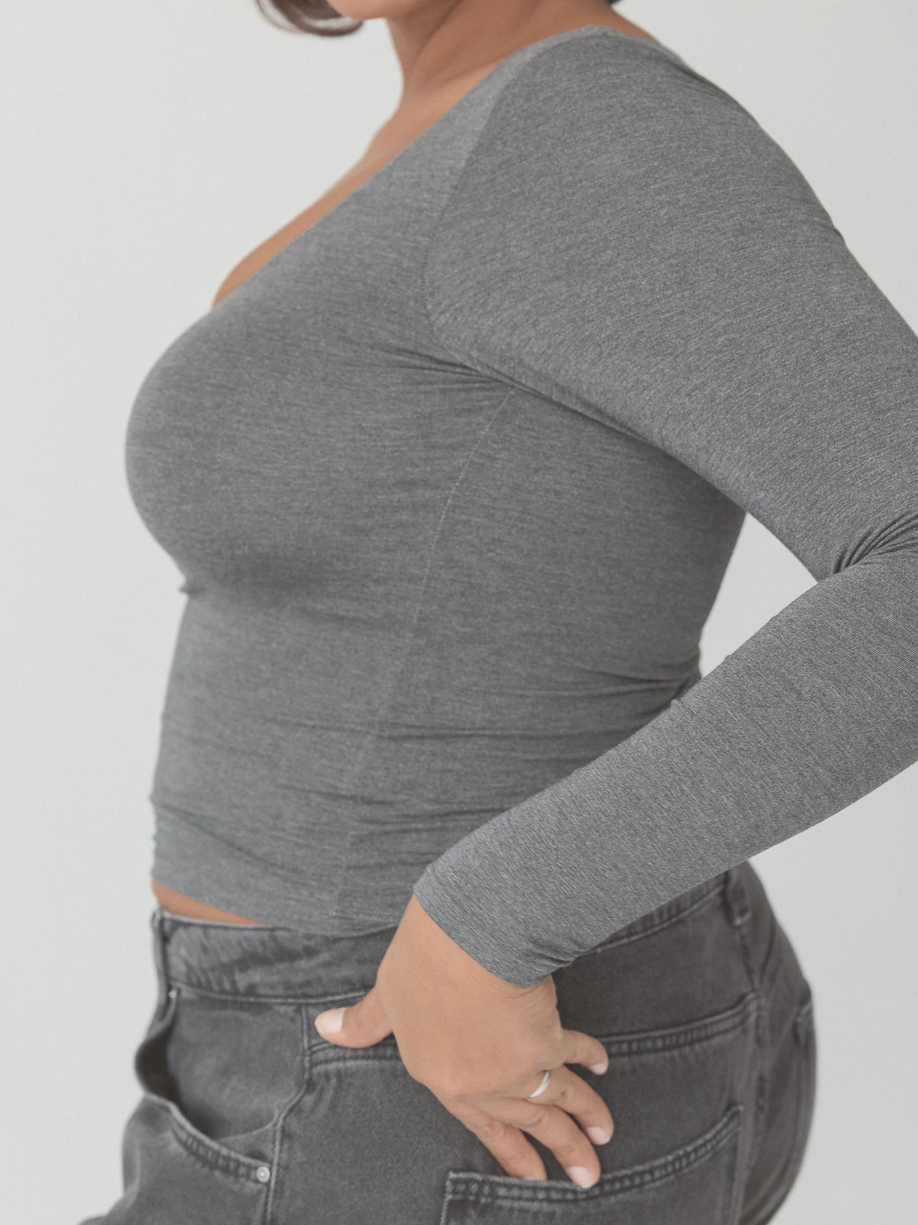 Scoop Neck Braless Long Sleeve Product Image