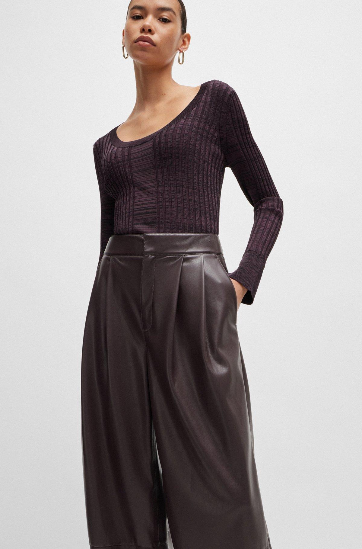 Pleat-front relaxed-fit trousers in faux leather Product Image