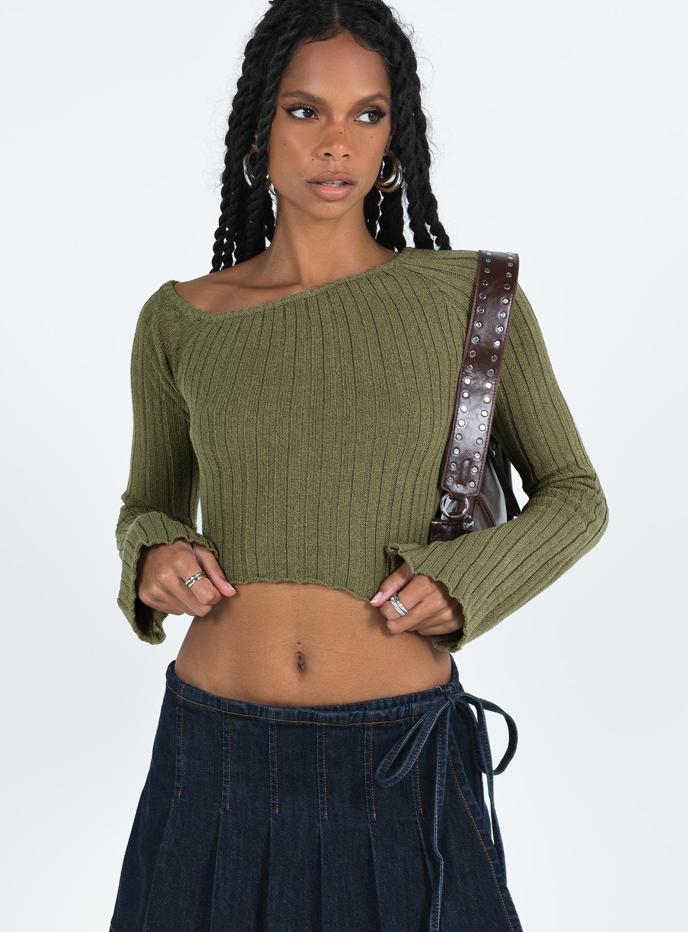 Santorini Knit Top Khaki Product Image