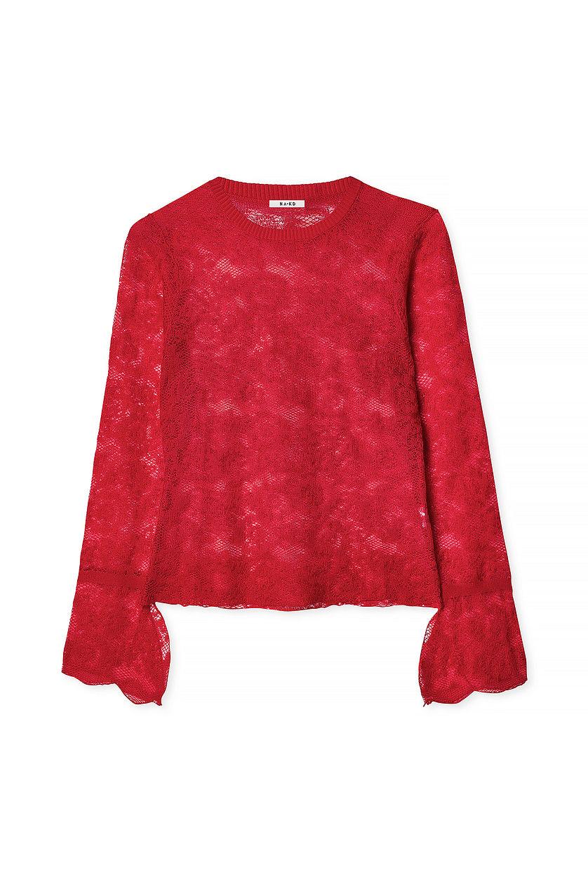 Lace Knitted Round Neck Top Product Image
