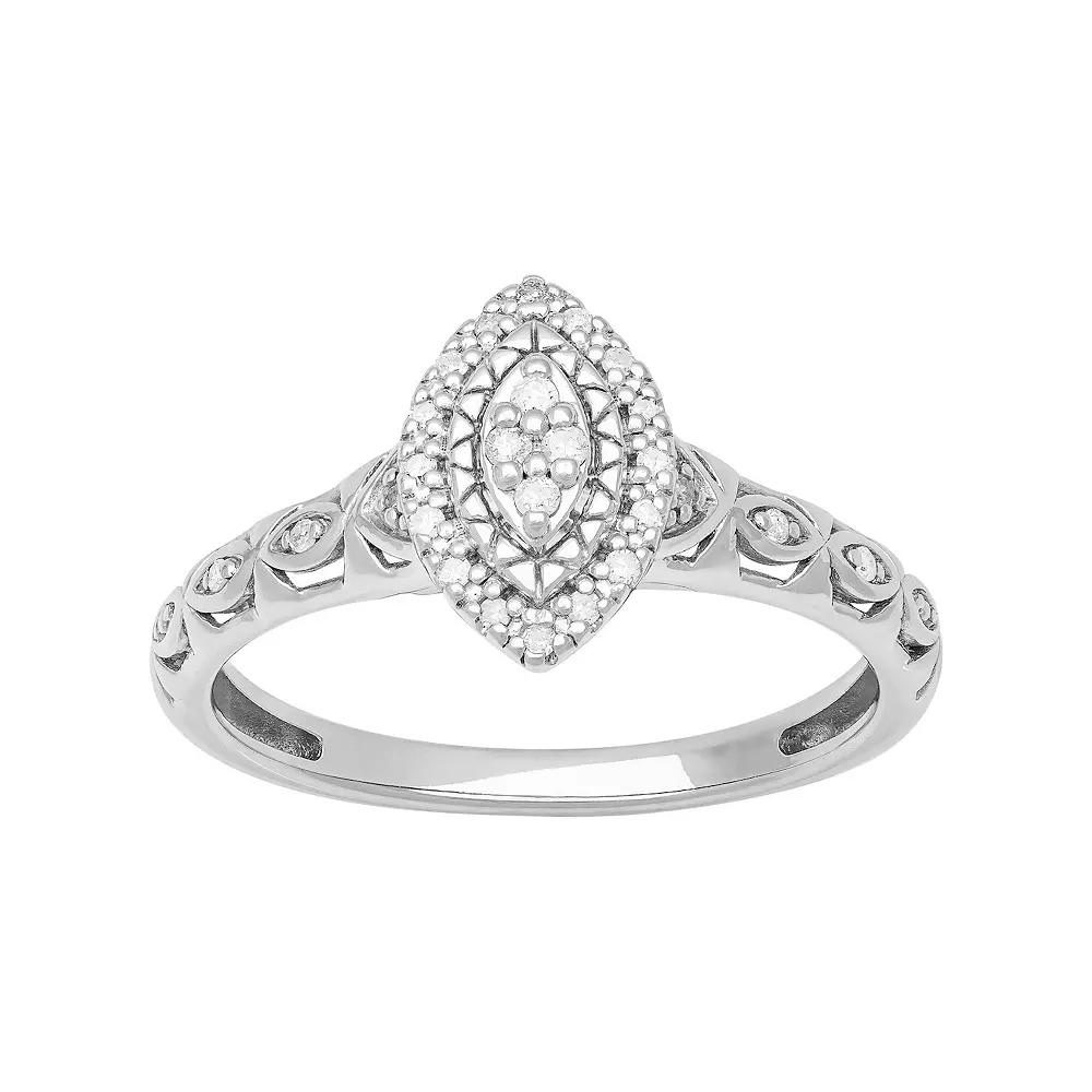 Love Always Sterling Silver 1/10 Carat T.W. Diamond Halo Promise Ring, Women's, Size: 9 Product Image
