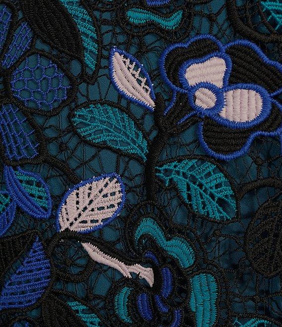 Abbey Glass Michelle Floral Lace High Boat Neck Bow Shoulder Sleeveless Shift Gown Product Image