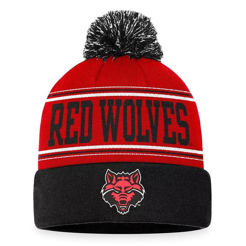 Men's Top of the World Scarlet Arkansas State Red Wolves Draft Cuffed Knit Hat with Pom, Ars Red Product Image