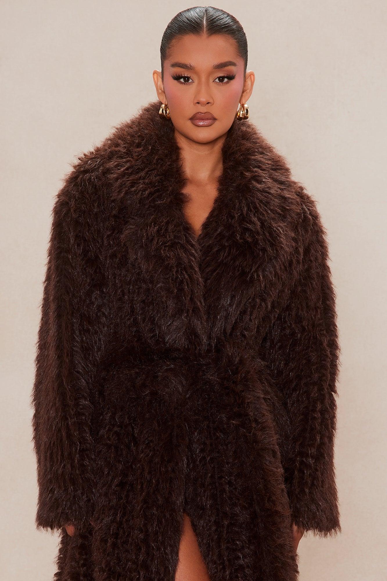 Catherine Faux Fur Coat - Brown Female Product Image