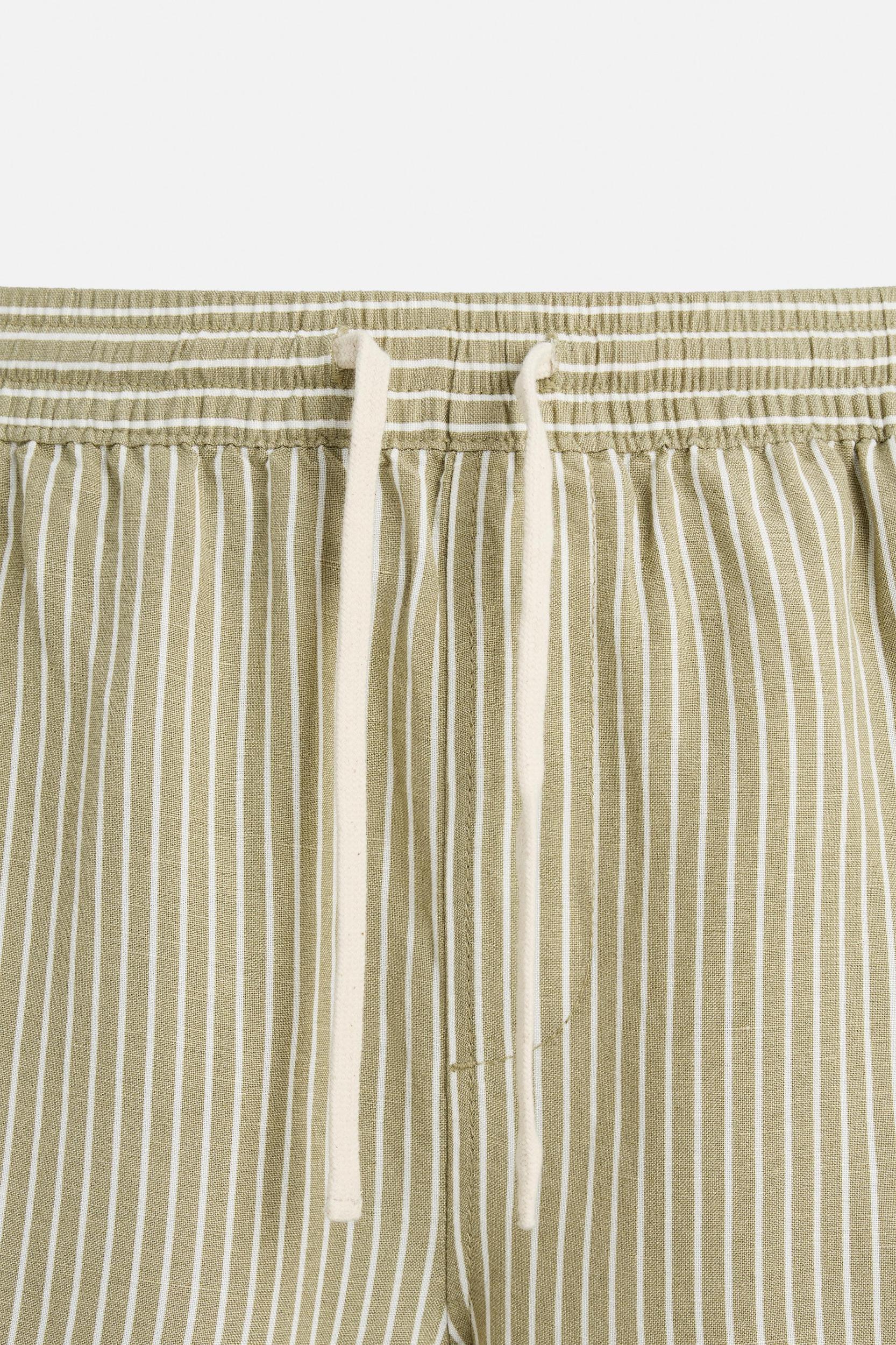 STRIPED LINEN VISCOSE SHORTS Product Image