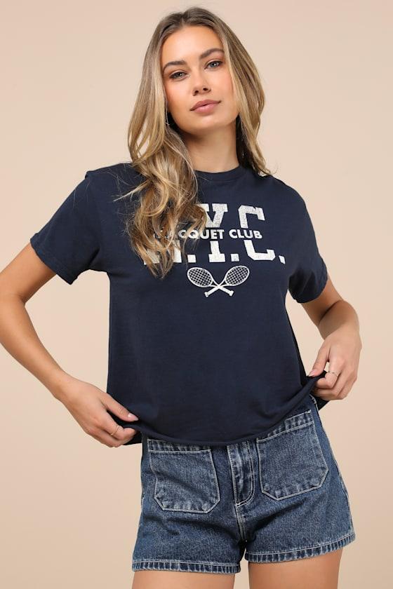 NYC Racquet Club Navy Blue Graphic Tee Product Image