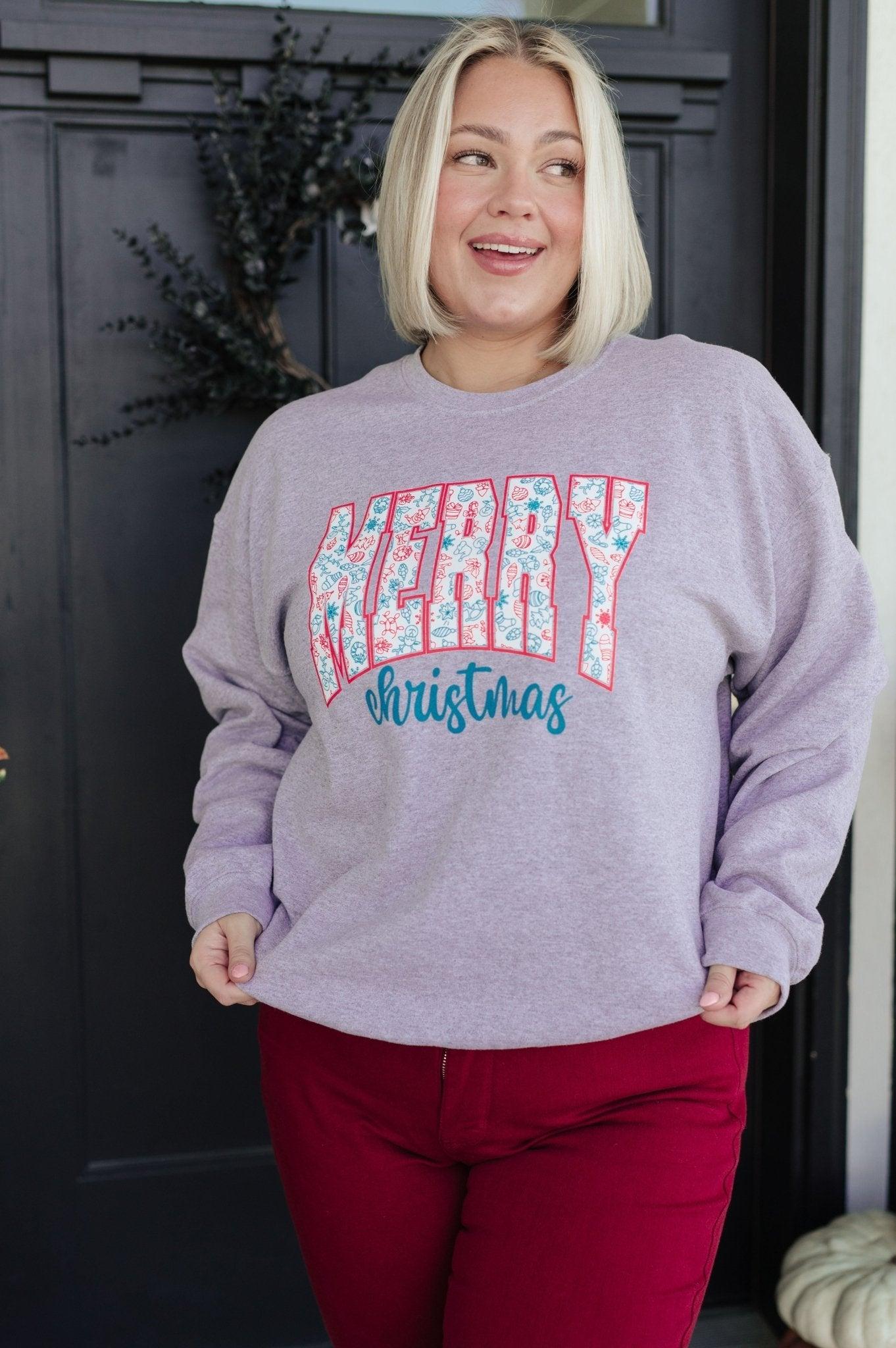 Merry Christmas Sweatshirt in Grey (Online Exclusive) Product Image