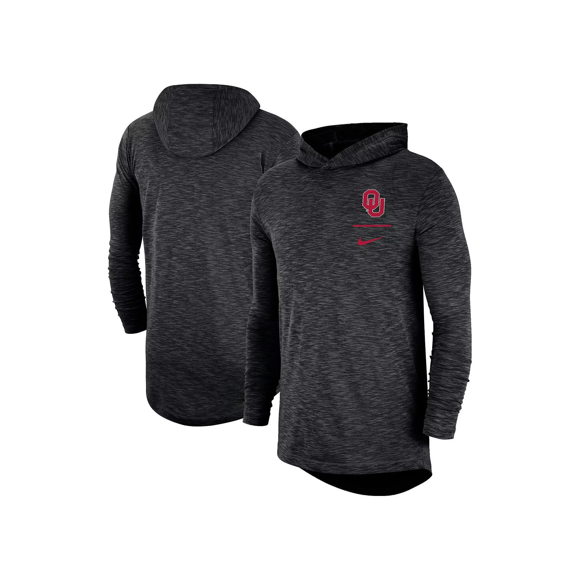 Men's Nike Black Oklahoma Sooners Slub Performance Long Sleeve Hoodie T-Shirt, Size: Medium Product Image