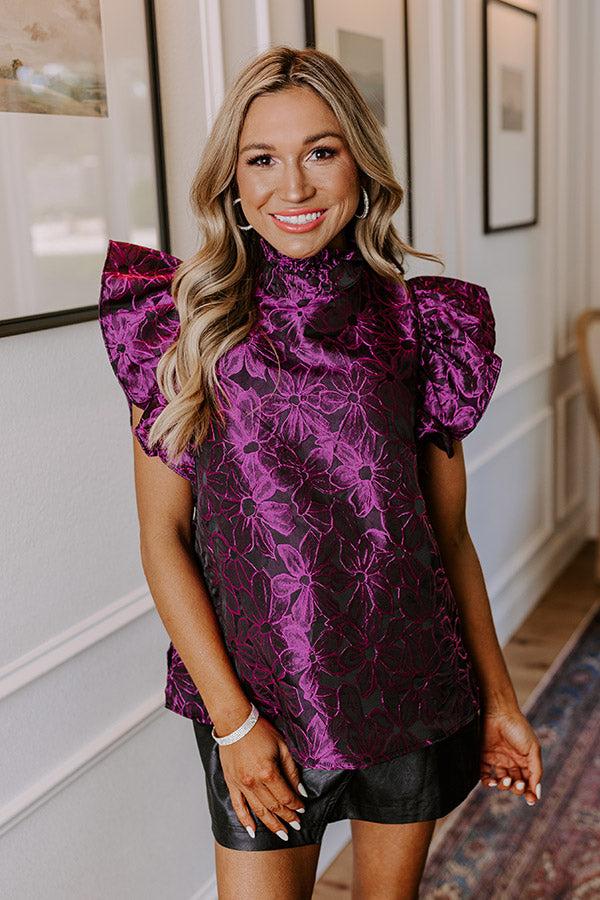 Rooftop Skyline Floral Jacquard Top in Orchid Product Image