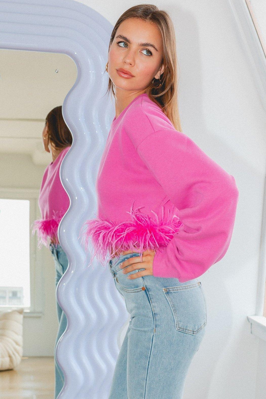 Feather Trim Sweatshirt Product Image