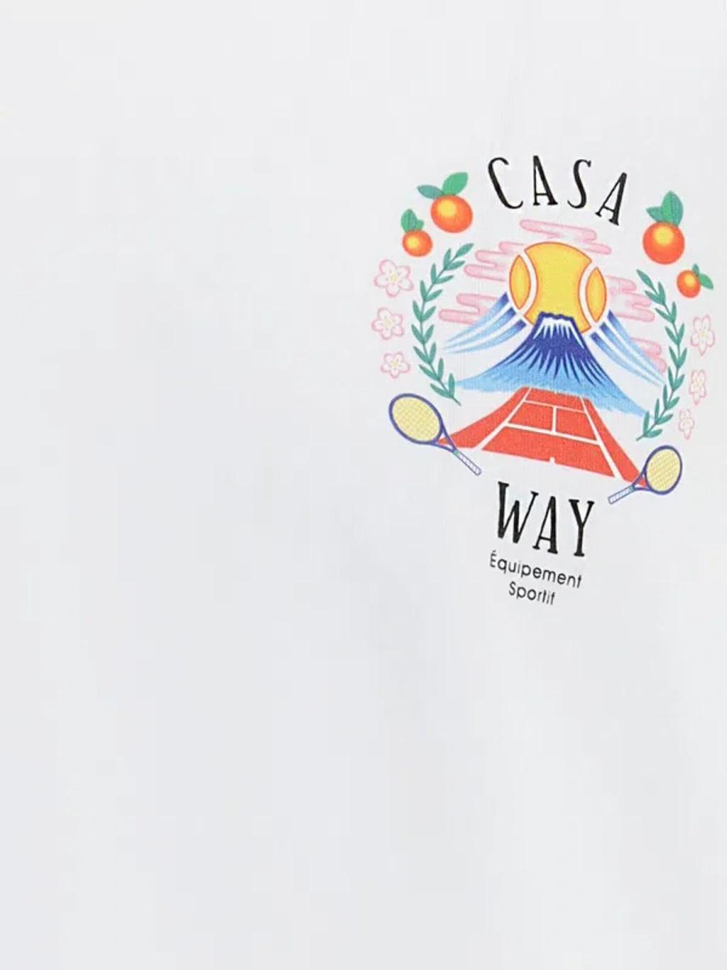 CASABLANCA T-shirt Girocollo Con Logo Sul Fronte In Cotone Bianca Uomo In Neutral Product Image