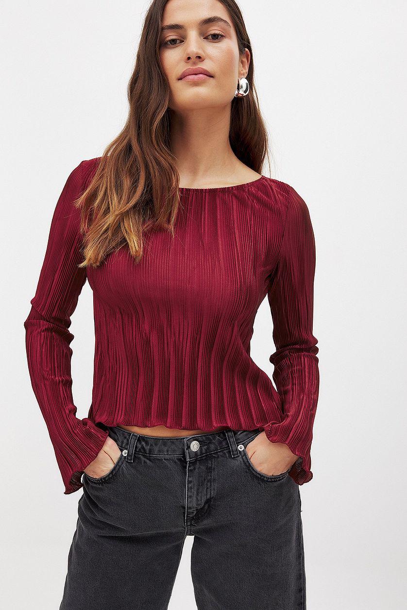 Back Tie Strap Long Sleeve Top Product Image