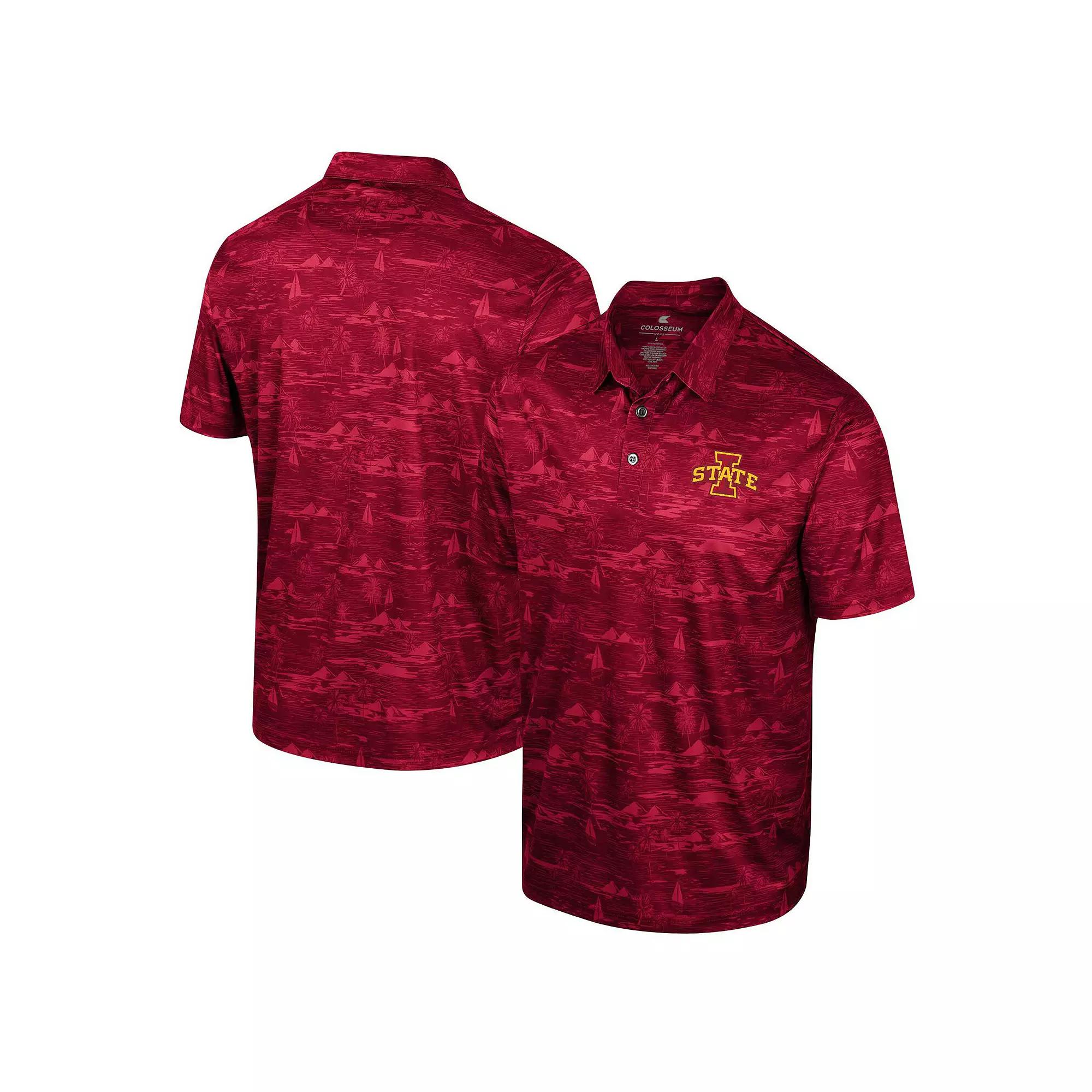 Men's Colosseum Scarlet Nebraska Huskers Daly Print Polo,  Product Image