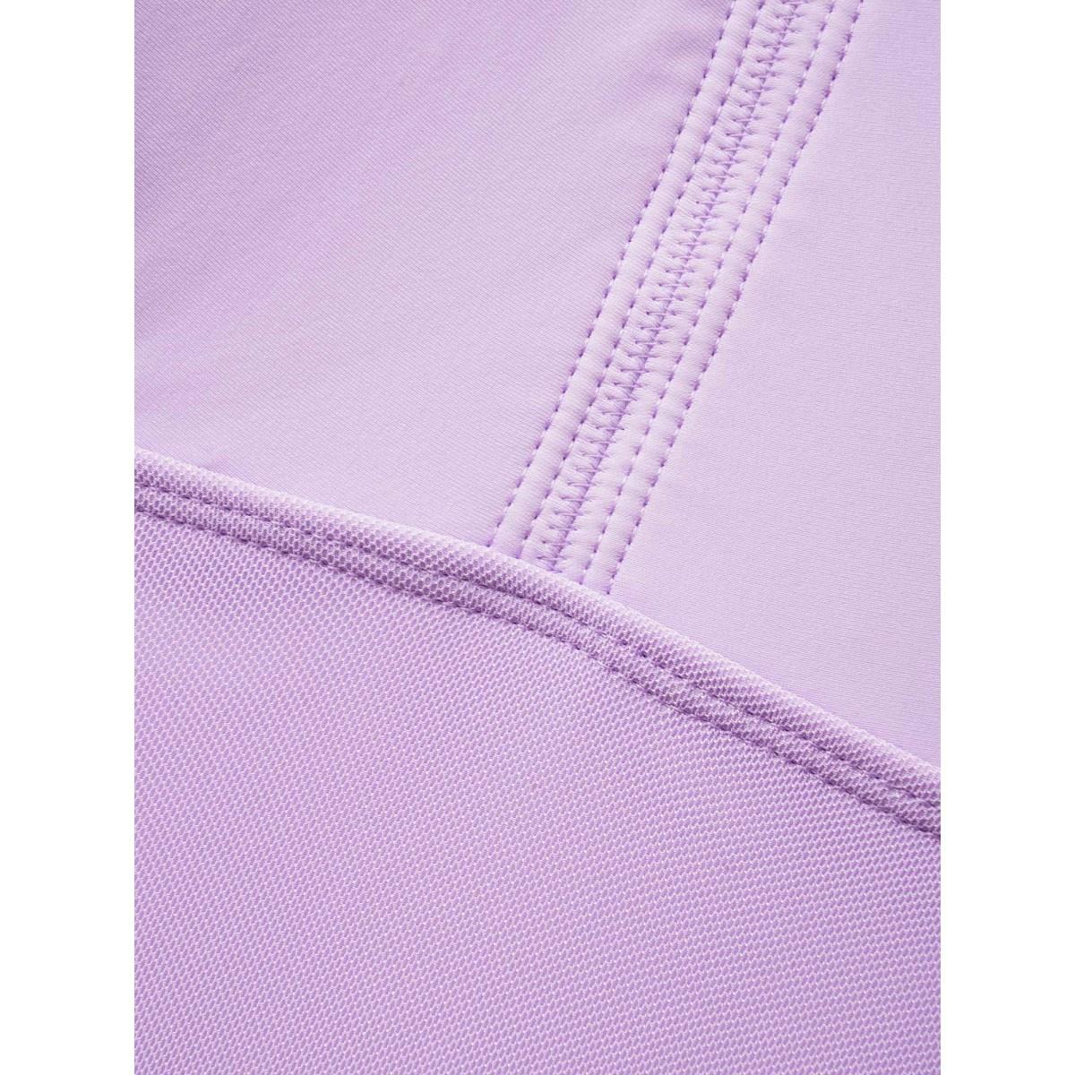 Plus Size Solid Patchwork See Through Ruffle Sleeve Swim Dress Women's Swimwear Lilac Beach Bodycon V-neck High stretch Curve Swim Dresses BloomChic 14-16/1X Product Image