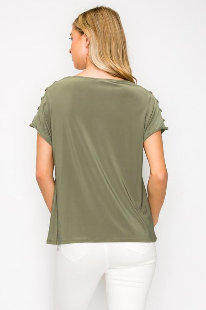 Dolman Sleeve Top with Hardware Detailing Product Image