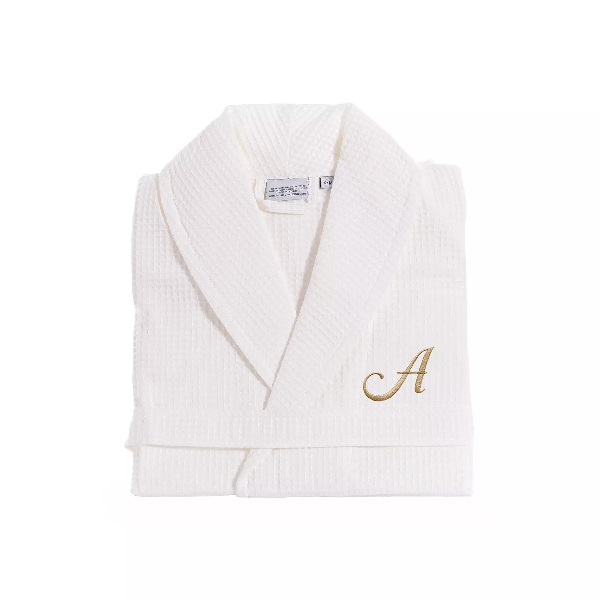 Linum Home Textiles Turkish Cotton Personalized Waffle Weave Bathrobe, Adult Unisex,  Product Image