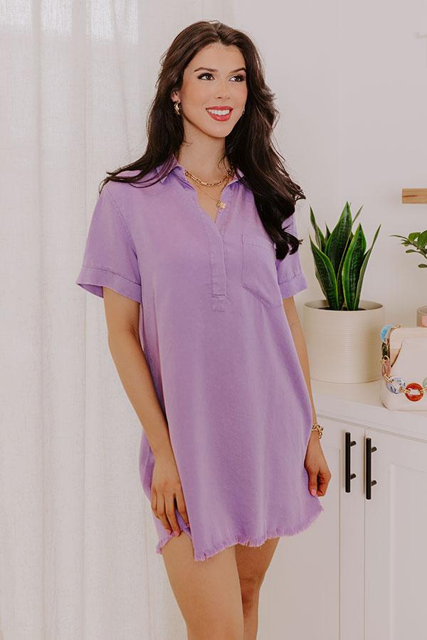 Backyard BBQ Chambray Mini Dress in Lavender Product Image