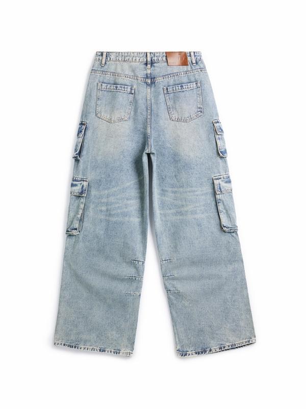 Men's Washed Multi Pocket Cargo Jeans Product Image