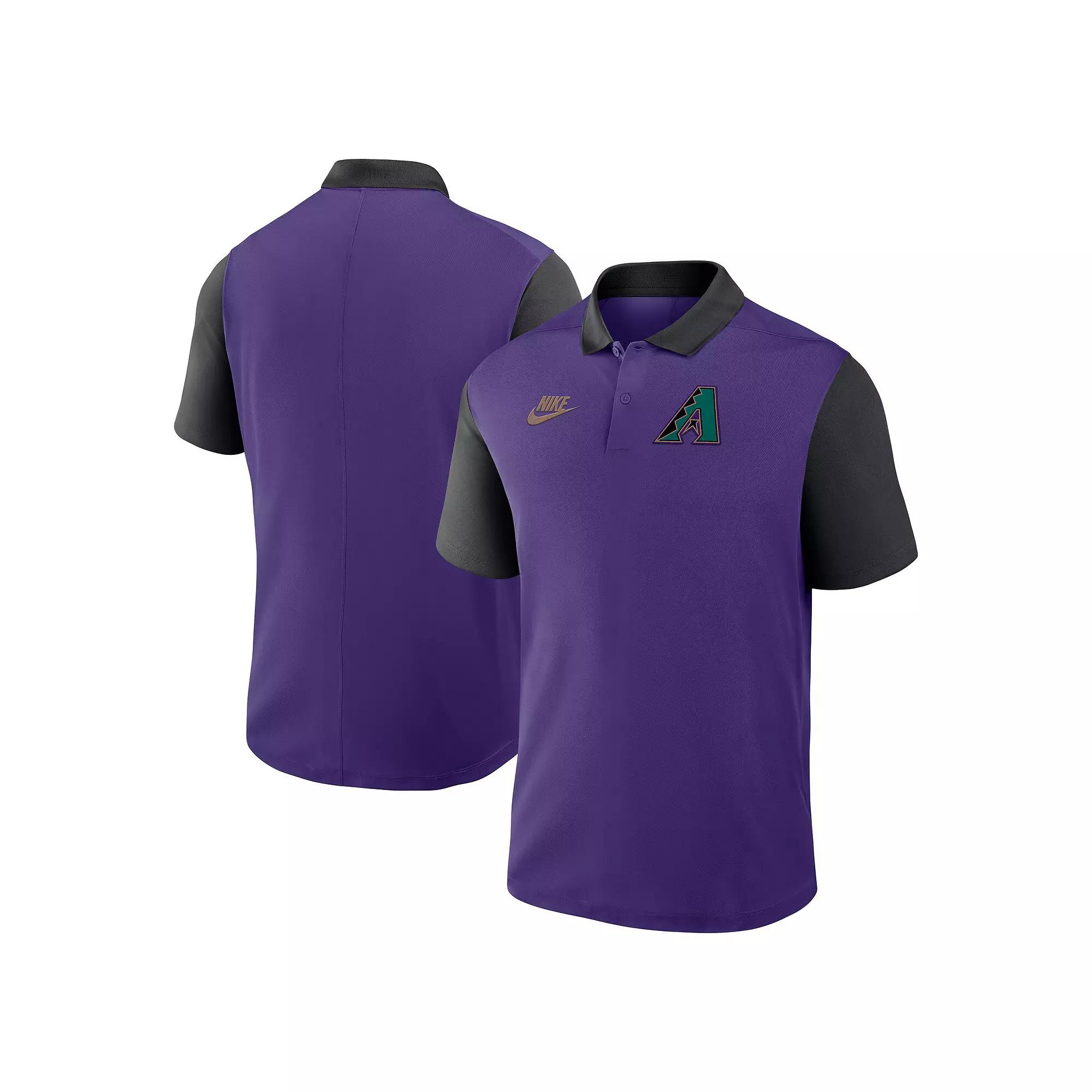 Men's Nike Purple/Black Tampa Bay Rays Cooperstown Collection Color-Block Victory Performance Polo,  Product Image