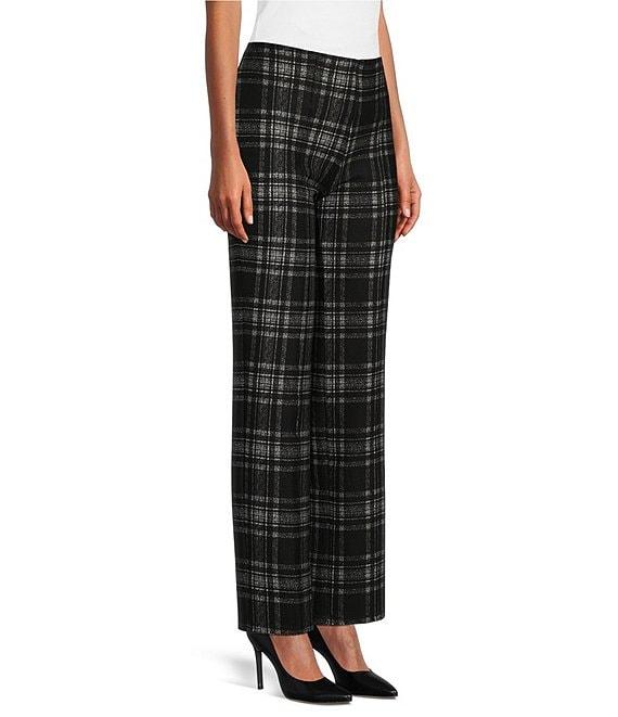 Slim Factor by Investments Ponte Knit No Waist Slim Straight New York Plaid Pants Product Image