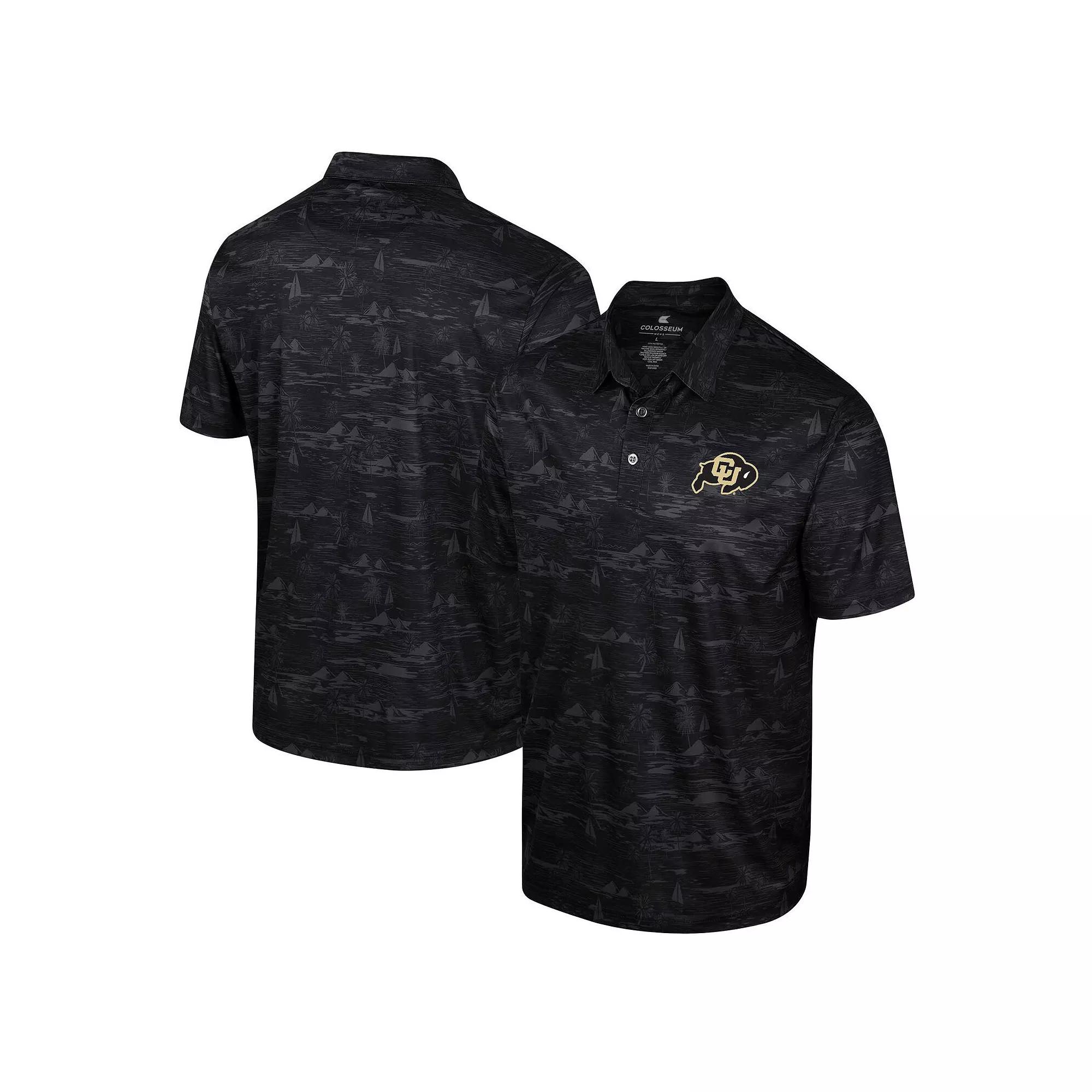 Men's Colosseum Black Colorado Buffaloes Daly Print Polo,  Product Image