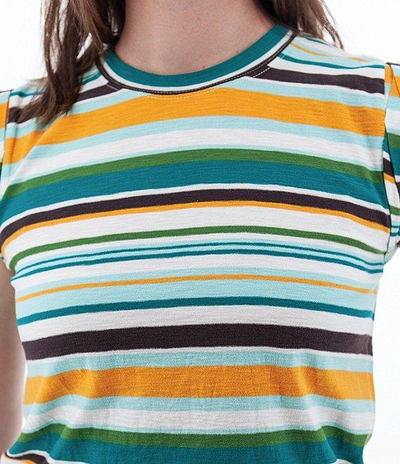 Aventura Summerville Stripe Organic Cotton Knit Crew Neck Rolled Sleeves Tank Top Product Image