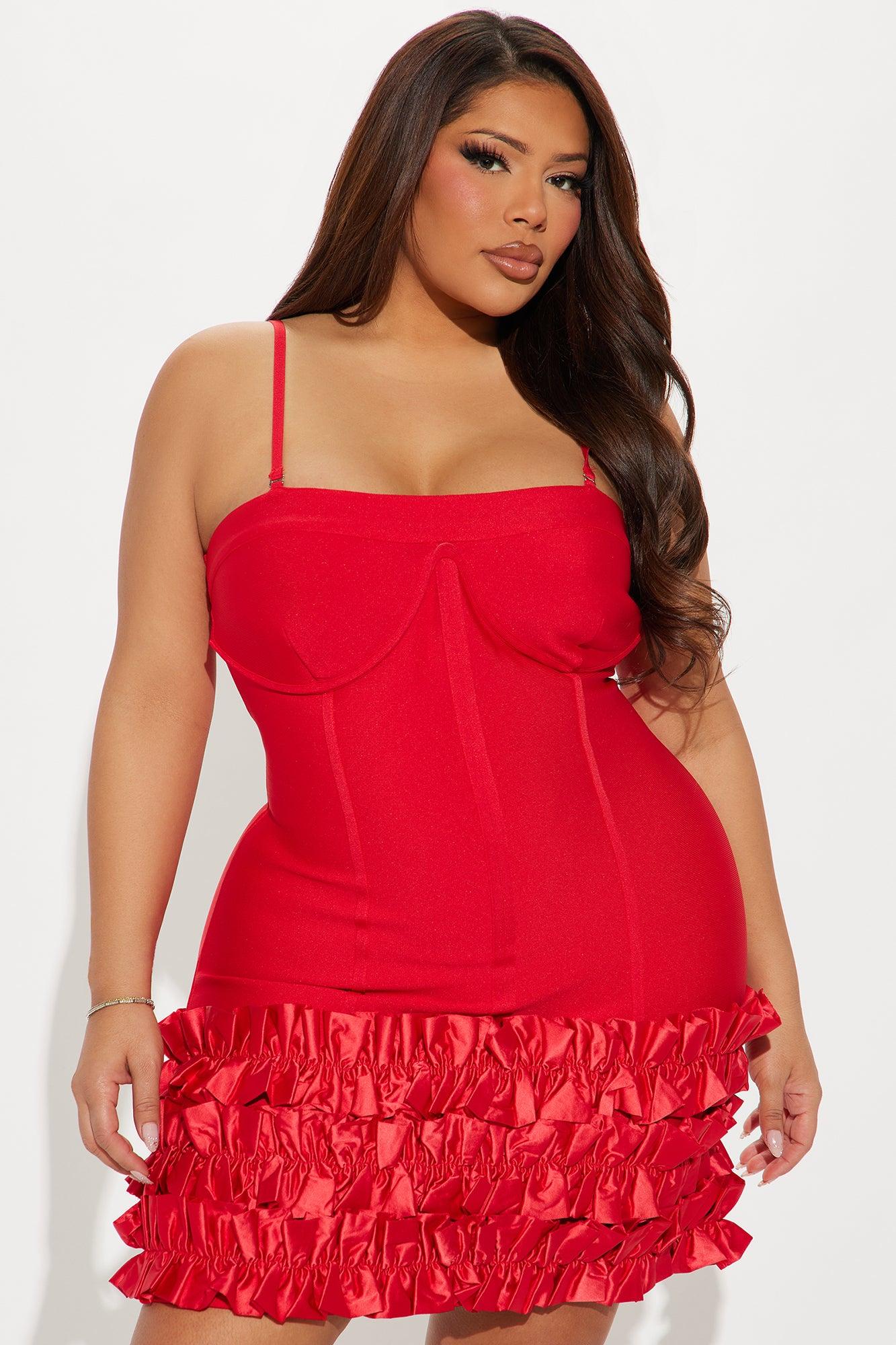 Rosanna Ruffle Bandage Mini Dress - Red Product Image