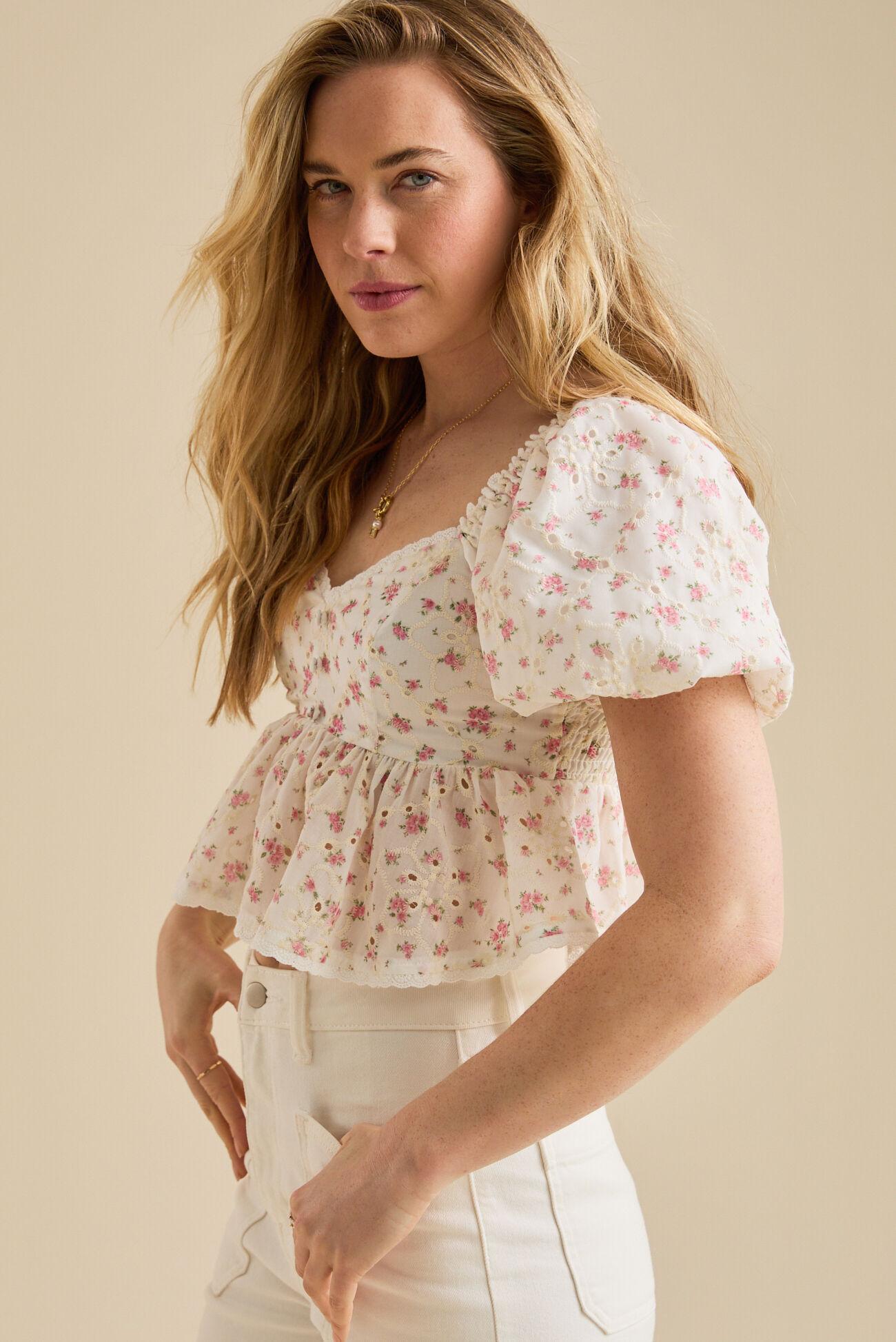 Lina Embroidered Babydoll Top Product Image